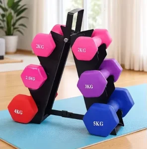 Colorful Hexagonal Vinyl-Coated Dumbbells for Women, Multiple Sizes
