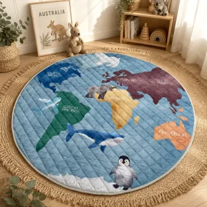 Colorful Machine Washable Cotton Quilted Baby Play Mat for Newborns