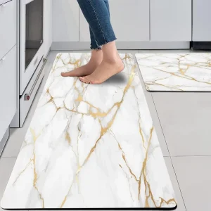 Colorful Modern Kitchen Rugs Mats 2 PCS Cushioned Anti Fatigue PVC Non Slip Waterproof Stain Resistant Eco Friendly Pet Friendly