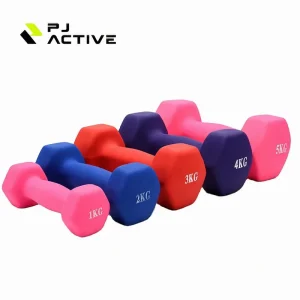 Colorful Rubber and Cast Iron Hex Dumbbell Set