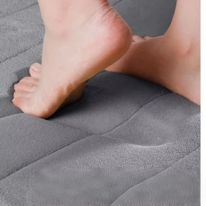 Colour Block Bath Mat Two-Tone Memory Foam Non-Slip Absorbent Quick-Dry Bathroom Carpet