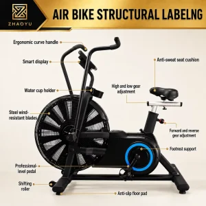 Commercial Air Bike Air Resistance Exercise Bike Fan Bike Cardio Training Gym Fitness Equipment OEM ODM Factory
