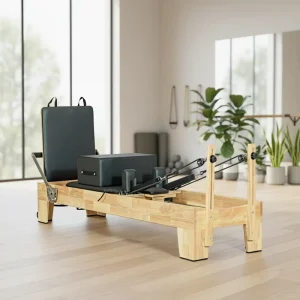 Commercial Beech Wood Pilates Reformer Workout Bed with Dual PU and Microfiber Cushion