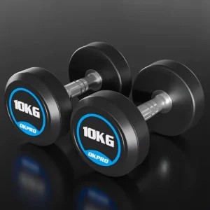 Commercial Black Natural Rubber Dumbbell, Lb/Kg