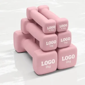 Commercial Cast Iron-Coated Neoprene Dumbbell Set, Pastel Pink Square, 3 lb