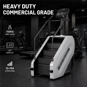 Commercial Electric Adjustable Exercise Stepper Stair Climber with Steel and Plastic Construction for Gym Use