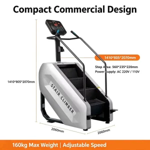 Commercial Electric Stair Climber with Stainless Steel Frame, Heart Rate Detection, 15-164 Steps/Min, 160kg Max Load, Anti-Slip