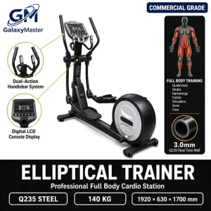 Commercial Elliptical Machine Cross Trainer Cardio Equipment Full Body Low Impact LCD Display Heavy Duty Steel Frame Gym