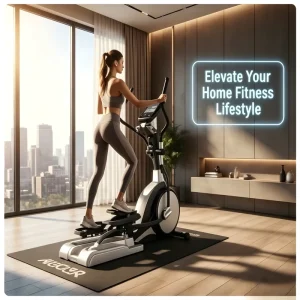 Commercial Elliptical Machine Dual Rail Cross Trainer with Heart Rate Monitor and Wide Anti Slip Pedals