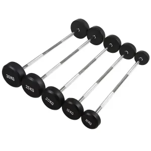 Commercial Fitness Equipment Weight Lifting Rubber-Coated Head Barbell