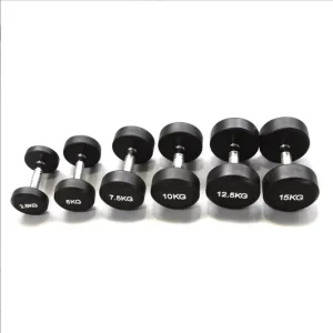 Commercial Fixed Round Head Rubber-Coated Dumbbell Set 2.5-15 kg for Gym Strength Training
