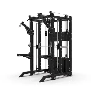 Commercial Functional Trainer Smith Machine 1:1 and 2:1 Lat Pulldown Low Row All in One Cable Crossover Home Gym