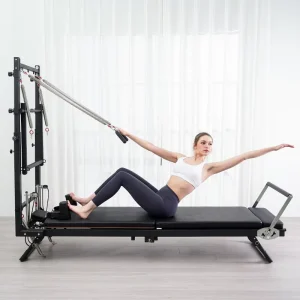 Commercial Grade Foldable Pilates Reformer Bed Adjustable Half Tower Jump Board Multi Resistance Springs Aerial Yoga Hammock