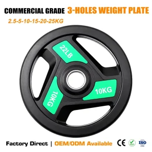 Commercial Grade PVC-Coated 3-Hole Weight Plate for Barbell Training