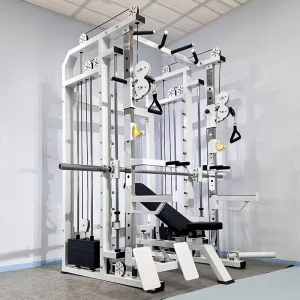 Commercial Grade Steel Multi-functional Station Converging Gym Equipment Squat Trainer Cable Power Rack Smith Machine