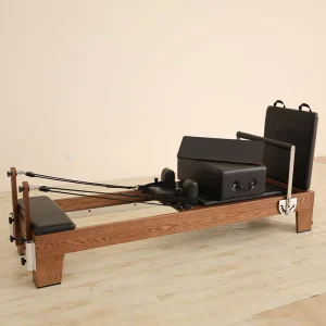 Commercial Grade Walnut Oak Pilates Reformer with CE Certified Eco-Friendly Wood Frame for Professional Fitness Studios