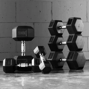 Commercial Grade Wear Resistant Non Slip Shockproof Hex Rubber Dumbbells for Home Gym