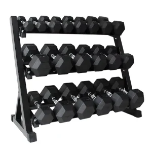 Commercial Gym 12.5 kg-40 kg Hexagonal Steel Free Weight Dumbbell Set with Storage Rack