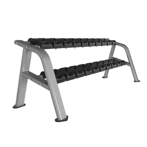 Commercial Gym 2-Tier Dumbbell Rack with Benches and Accessories