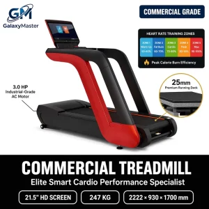 Commercial Gym Equipment Fitness Running Treadmill 21.5-inch Console 3.0HP AC Motor 20% Incline Heavy Duty