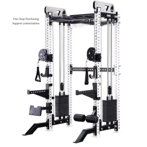 Commercial Gym Equipment Multi Functional Power Cage All in One Smith Machine Benches Racks Steel Q235 3mm Warranty