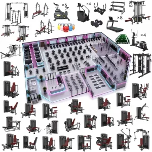 Commercial Gym Equipment Set, Strength and Cardio Machines, for Hotels