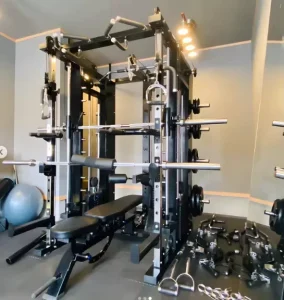 Commercial Gym Fitness Equipment Multifunction Smith Machine Steel 3x80kg Weight Stack Strength Training Station