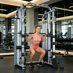 Commercial Gym Multi-Function Power Rack with Multi-Grip Barbell