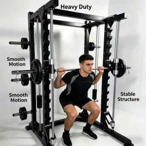 Commercial Heavy-Duty Smith Machine 2000lbs Capacity Adjustable Weight for Gym Strength Training