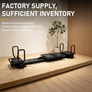 Commercial Mini Pilates Reformer Machine with Black Aluminum Frame for Fitness Studios