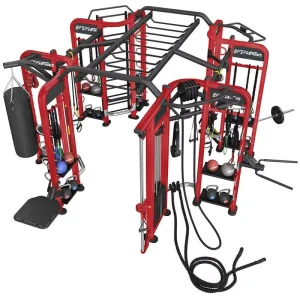 Commercial Modular 4-8 Station Multi-Gym Machine with Heavy-Duty Steel Construction and Accessory Kit