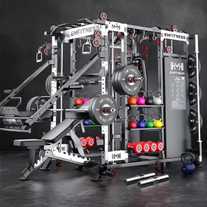 Commercial Multi-Functional Smith Machine Heavy Duty Power Rack 180KG Weight Stack Carbon Steel