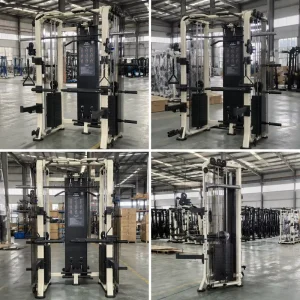 Commercial Multi-Functional Smith Machine Power Rack with 130kg Weight Stack Gym Strength Equipment