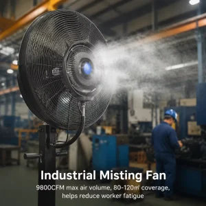 Commercial Oscillating Misting Fan Heavy-Duty Pedestal Cooling Fan with Integrated 42L Tank for Outdoor Restaurant