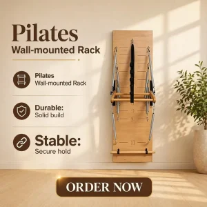 Commercial Pilates Wall Mounted Rack W24 Oak Wood for Strength Training Studio