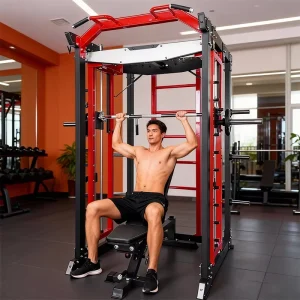 Commercial Plate-Loaded Incline Converging Chest Press Smith Machine with Power Rack