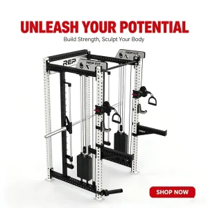 Commercial Power Squat Rack Cage with Multi-Functional Smith Trainer