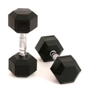 Commercial Rubber-Coated Hex Dumbbells Factory Supply Gym Equipment Non-Slip Hexagonal Design