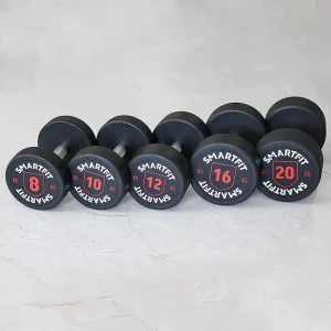 Commercial Rubber Dumbbell Set with Custom Logo for Gym Training