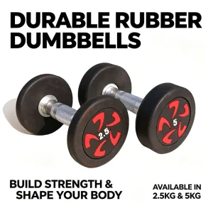 Commercial Rubber Round Dumbbells for Bodybuilding and Free Weight Training