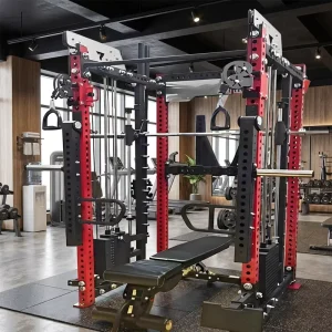 Commercial Smith Machine Multi-Trainer Heavy-Duty Power Cage Strength Training Equipment Set with Stainless Steel Legs