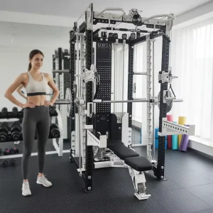 Commercial Smith Machine with Cable Crossover and Dual 140kg Weight Stack