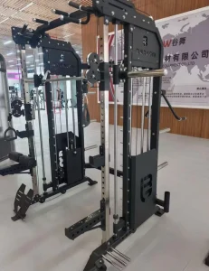 Commercial Smith Machine with Rear Pulley 3 in 2 Multifunction Strength Trainer OEM ODM Gym Equipment Steel Frame