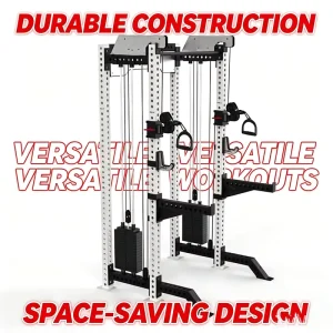 Commercial Smith Machine with Storage, Integrated Squat Rack and Cable Crossover