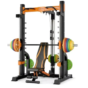 Commercial Smith Machine with Weight Stack and Functional Training Station