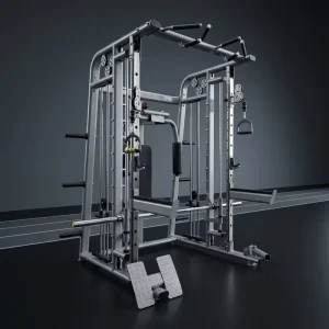 Commercial Squat Rack Smith Machine Oval Tube Trapezoidal Frame Dual Build 80KG Steel Weight Stack Gym Strength Equipment