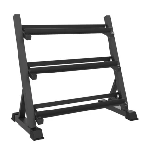 Commercial Steel 3-Tier Heavy-Duty Weight Plate Storage Rack, Space-Saving A-Frame, Black
