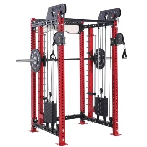 Commercial Steel Power Rack with Inverted Pedal Smith Machine and Plate-Loaded Equipment