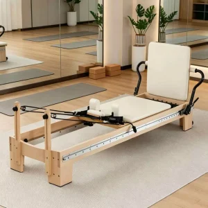 Commercial Studio Classic White Maple Pilates Reformer Bed with Solid Maple Structure