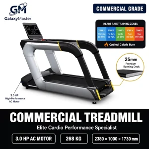 Commercial Treadmill 3.0HP Industrial Motor 18% Incline Heavy Duty Gym Running Machine Professional Grade Electric LED Treadmill